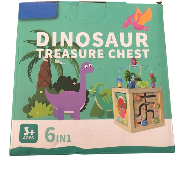 NIB - 6-in-1 Wooden Baby Activity Cube Montessori Toys Dinosaur Play Center - Picture 7 of 10